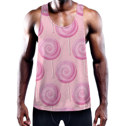 Pink Swirl Lollipop Pattern Print Training Tank Top