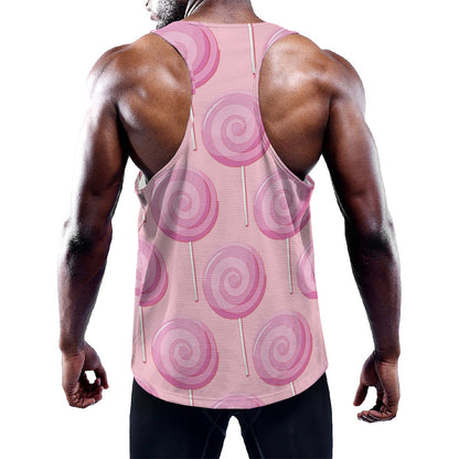 Pink Swirl Lollipop Pattern Print Training Tank Top