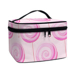 Pink Swirl Lollipop Pattern Print Travel Makeup Bag