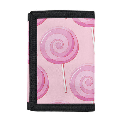 Pink Swirl Lollipop Pattern Print Trifold Wallet