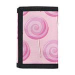 Pink Swirl Lollipop Pattern Print Trifold Wallet
