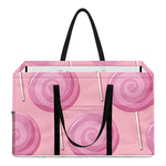 Pink Swirl Lollipop Pattern Print Utility Tote Bag