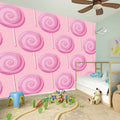 Pink Swirl Lollipop Pattern Print Wall Sticker