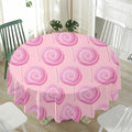 Pink Swirl Lollipop Pattern Print Waterproof Round Tablecloth