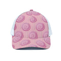 Pink Swirl Lollipop Pattern Print White Mesh Trucker Hat