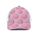 Pink Swirl Lollipop Pattern Print White Mesh Trucker Cap