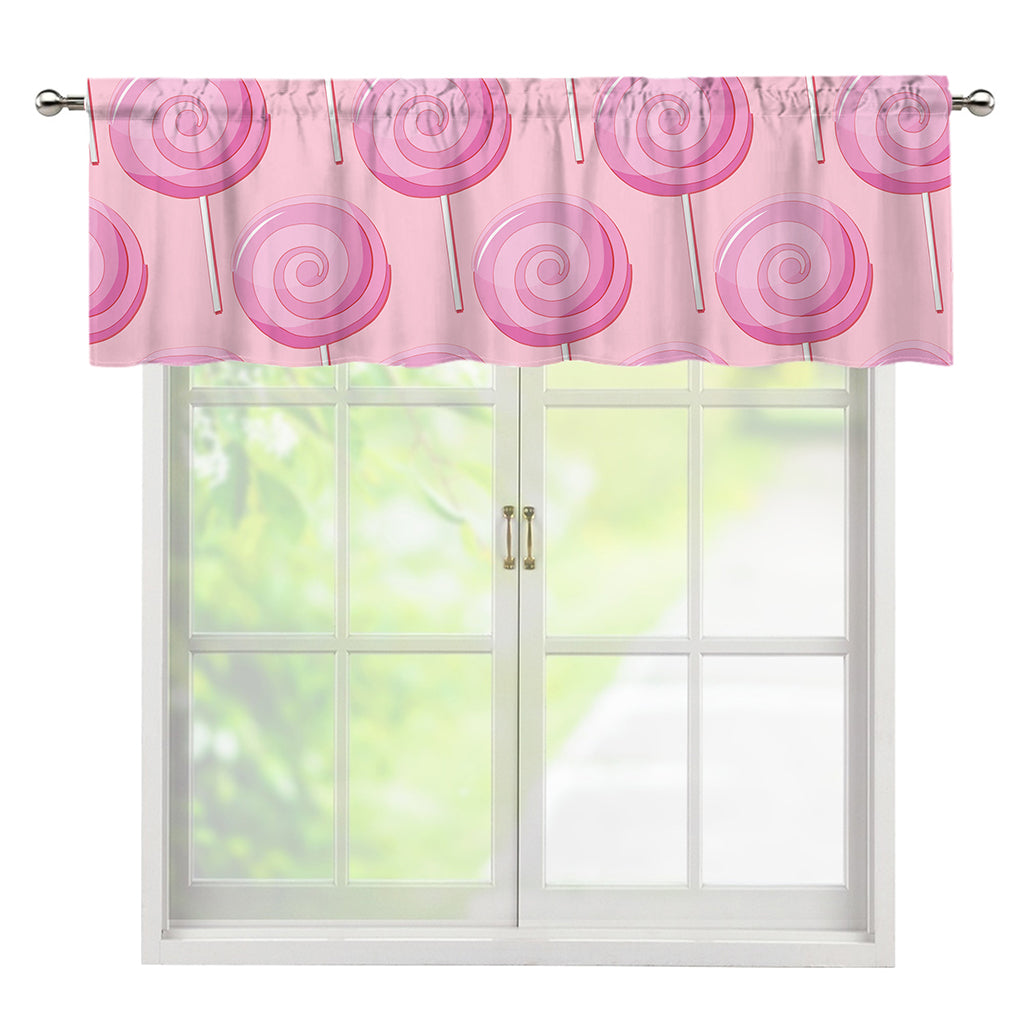 Pink Swirl Lollipop Pattern Print Window Valance