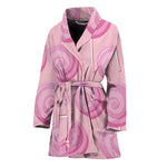 Pink Swirl Lollipop Pattern Print Women's Bathrobe