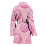 Pink Swirl Lollipop Pattern Print Women's Bathrobe