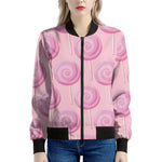 Pink Swirl Lollipop Pattern Print Women's Bomber Jacket