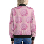 Pink Swirl Lollipop Pattern Print Women's Bomber Jacket