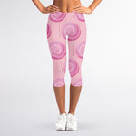 Pink Swirl Lollipop Pattern Print Women's Capri Leggings
