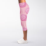 Pink Swirl Lollipop Pattern Print Women's Capri Leggings