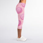 Pink Swirl Lollipop Pattern Print Women's Capri Leggings