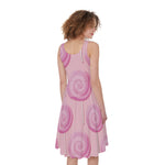 Pink Swirl Lollipop Pattern Print Women's Sleeveless Dress