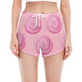 Pink Swirl Lollipop Pattern Print Women's Split Running Shorts