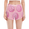Pink Swirl Lollipop Pattern Print Women's Split Running Shorts