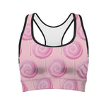 Pink Swirl Lollipop Pattern Print Women's Sports Bra