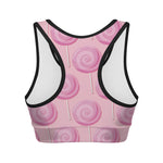 Pink Swirl Lollipop Pattern Print Women's Sports Bra
