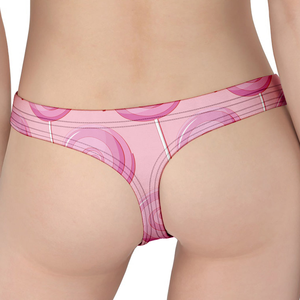 Pink Swirl Lollipop Pattern Print Women's Thong