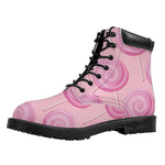 Pink Swirl Lollipop Pattern Print Work Boots