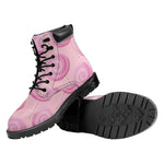Pink Swirl Lollipop Pattern Print Work Boots