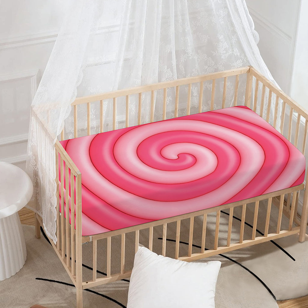 Pink Swirl Lollipop Print Baby Crib Sheet