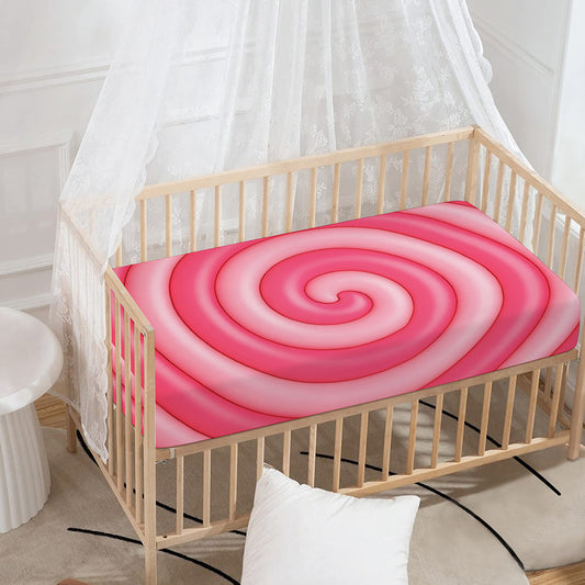 Pink Swirl Lollipop Print Baby Crib Sheet