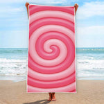 Pink Swirl Lollipop Print Beach Towel