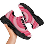Pink Swirl Lollipop Print Black Chunky Shoes