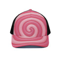 Pink Swirl Lollipop Print Black Mesh Trucker Hat