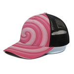 Pink Swirl Lollipop Print Black Mesh Trucker Cap