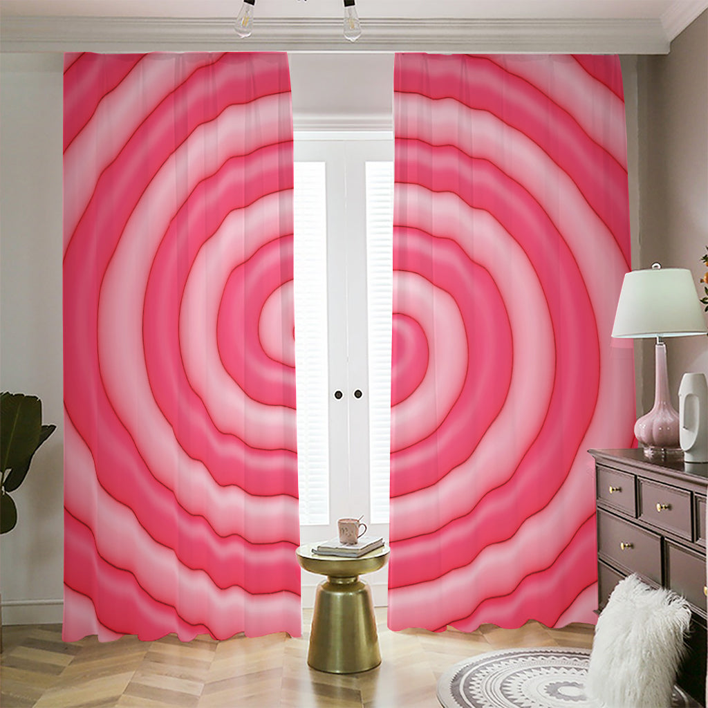 Pink Swirl Lollipop Print Blackout Pencil Pleat Curtains