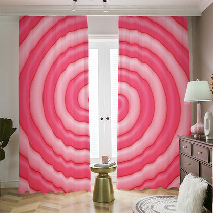 Pink Swirl Lollipop Print Blackout Pencil Pleat Curtains