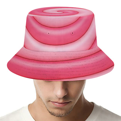Pink Swirl Lollipop Print Bucket Hat