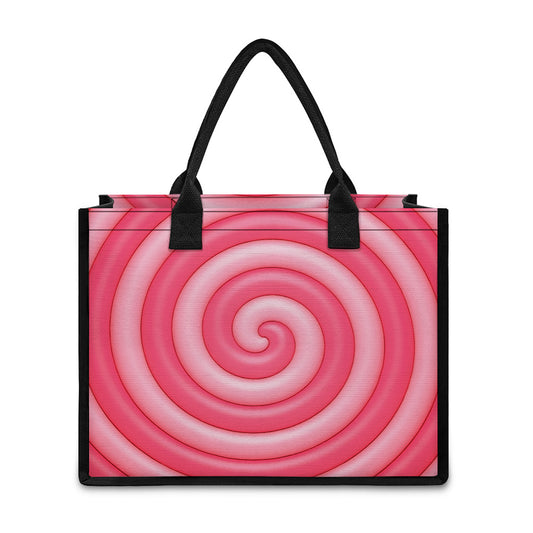 Pink Swirl Lollipop Print Canvas Tote Bag