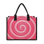 Pink Swirl Lollipop Print Canvas Tote Bag