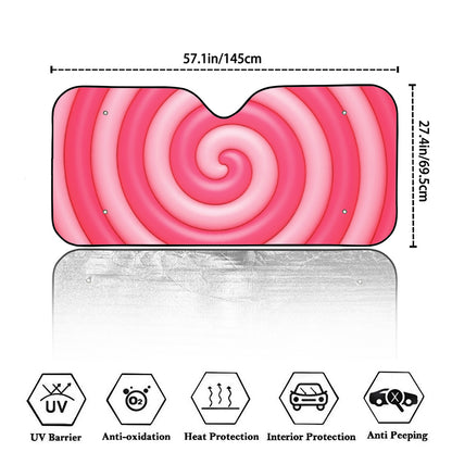 Pink Swirl Lollipop Print Car Windshield Sun Shade