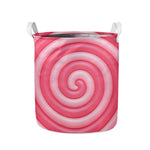 Pink Swirl Lollipop Print Collapsible Laundry Basket
