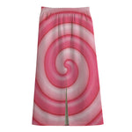Pink Swirl Lollipop Print Cotton Front Slit Maxi Skirt