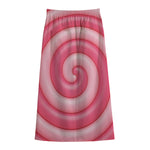 Pink Swirl Lollipop Print Cotton Front Slit Maxi Skirt