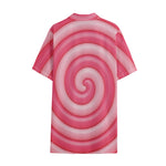 Pink Swirl Lollipop Print Cotton Hawaiian Shirt