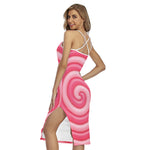 Pink Swirl Lollipop Print Cross Back Cami Dress