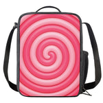 Pink Swirl Lollipop Print Crossbody Lunch Bag
