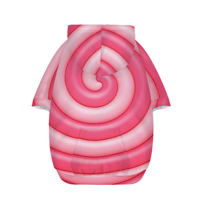 Pink Swirl Lollipop Print Dog Zip Up Hoodie