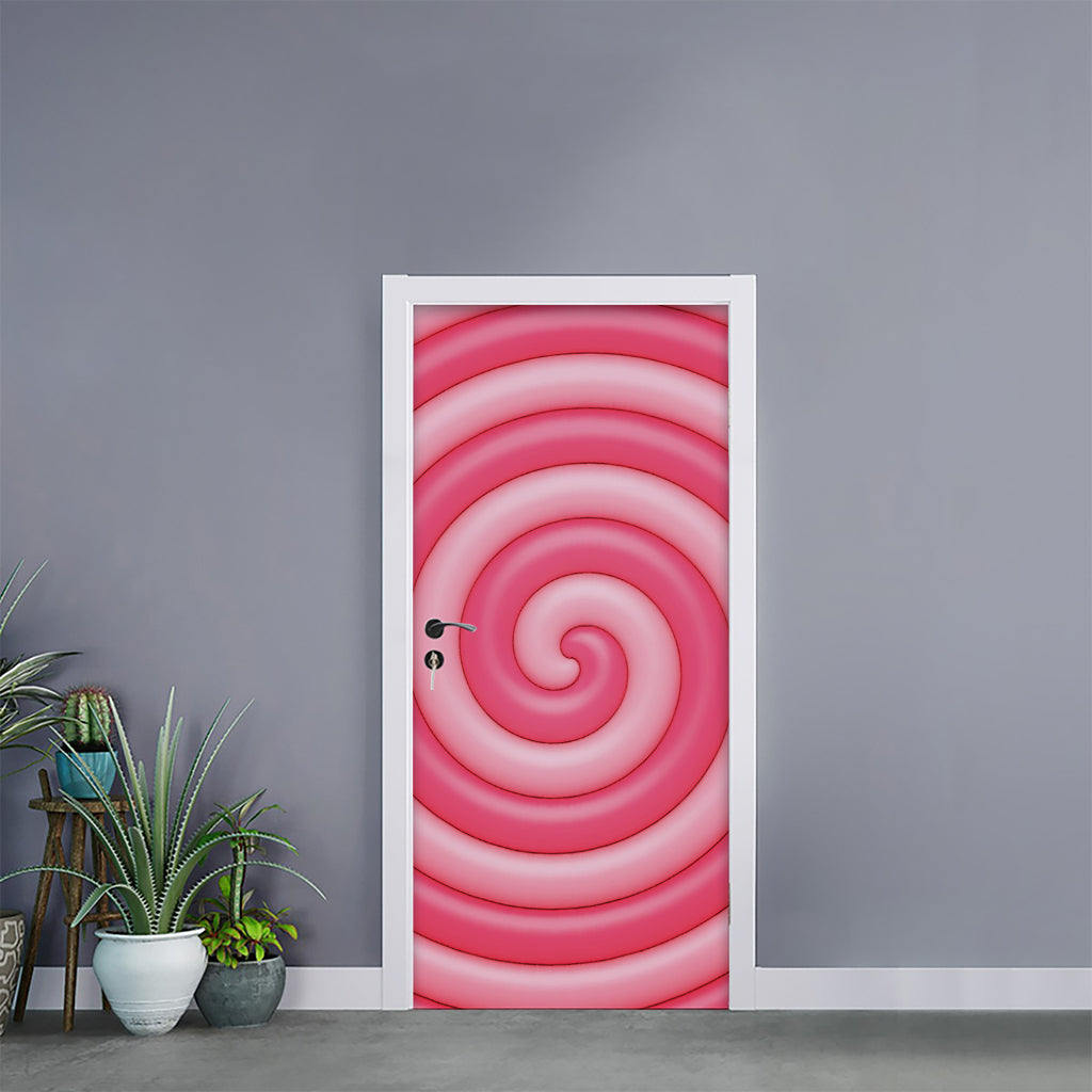 Pink Swirl Lollipop Print Door Sticker