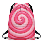 Pink Swirl Lollipop Print Drawstring Backpack