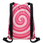 Pink Swirl Lollipop Print Drawstring Backpack