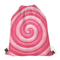 Pink Swirl Lollipop Print Drawstring Bag