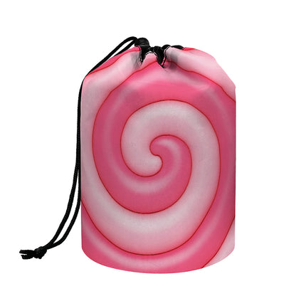 Pink Swirl Lollipop Print Drawstring Makeup Bag